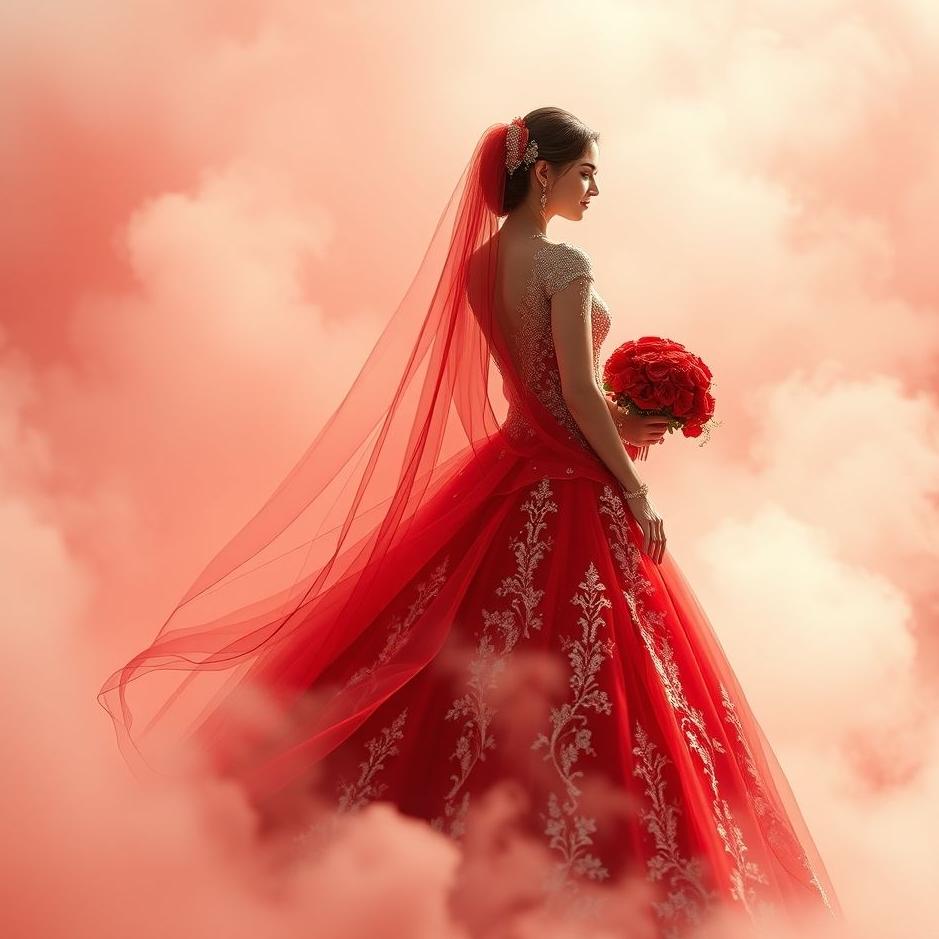 Dream : Bride in a red wedding dress in a dream