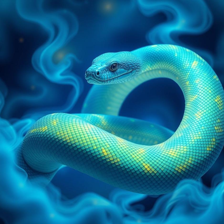 Dream : Bright blue snake in a dream