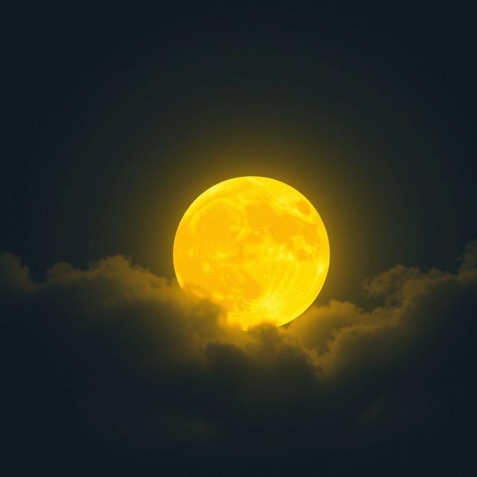 Dream : Bright yellow moon in a dream