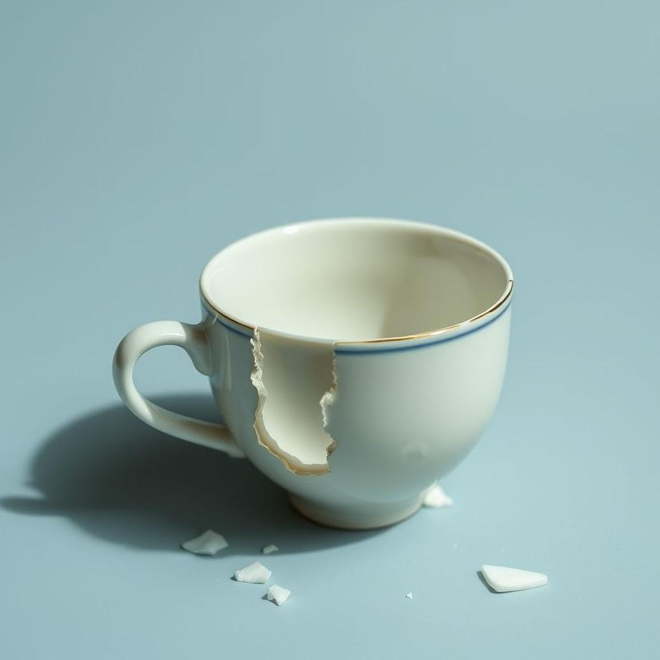 Dream : Broken porcelain cup in a dream