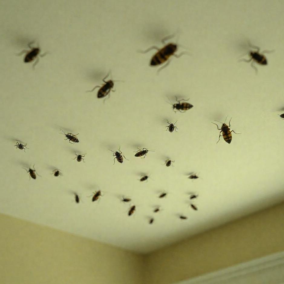 Dream : Bugs on the ceiling of the house in a dream