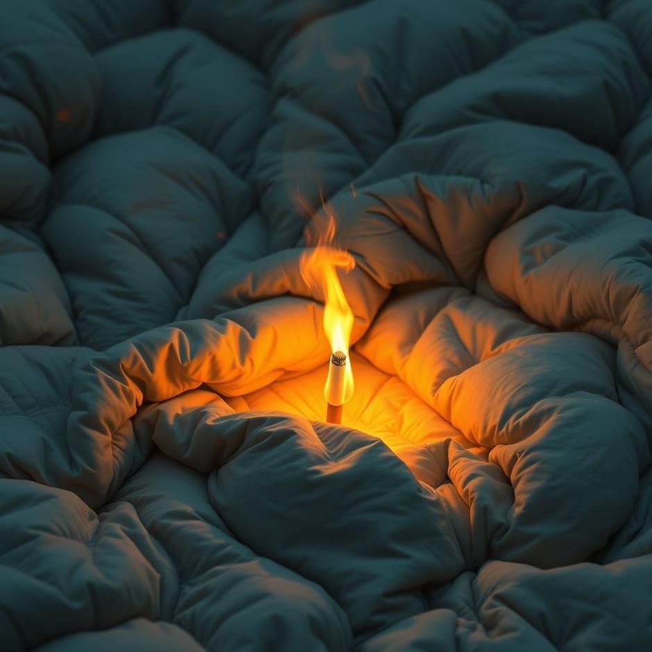 Dream : Burning a quilt with a cigarette in a dream