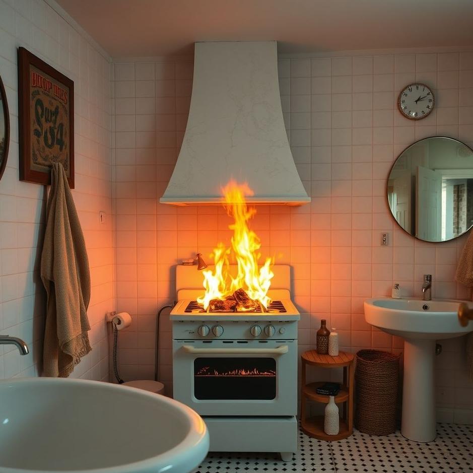 Dream : Burning a stove in a bathroom
