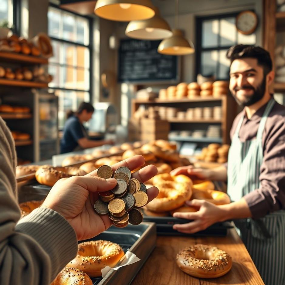 Dream : Buying bagels with coins 