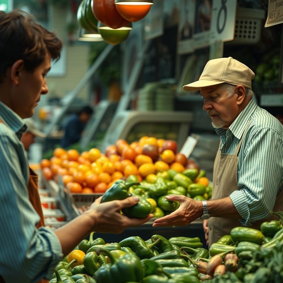 Dream : Buying green pepper from a greengrocer in a dream
