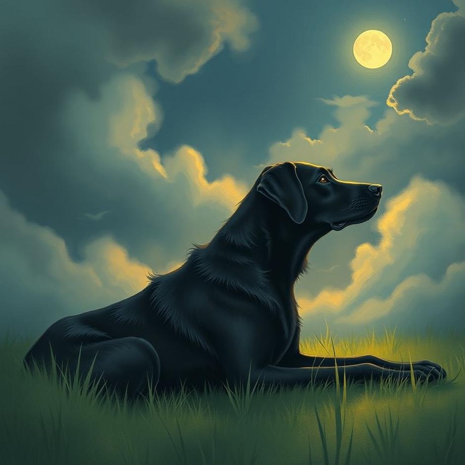 Dream : Calm black dog in a dream