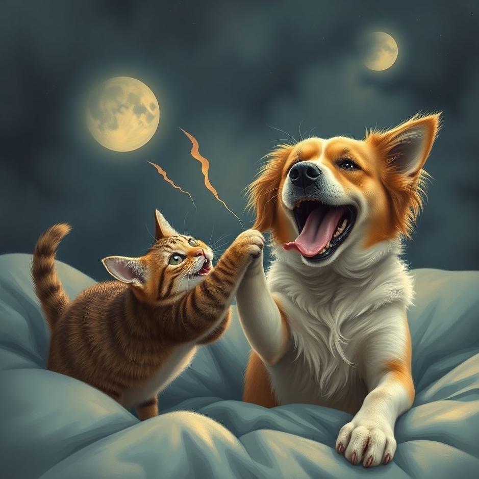 Dream : Cat and a dog attacking in a dream