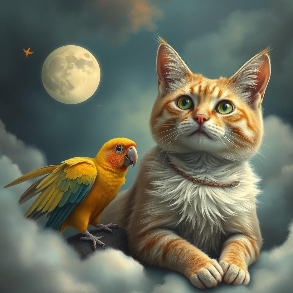 Dream : Cat and a parrot in a dream