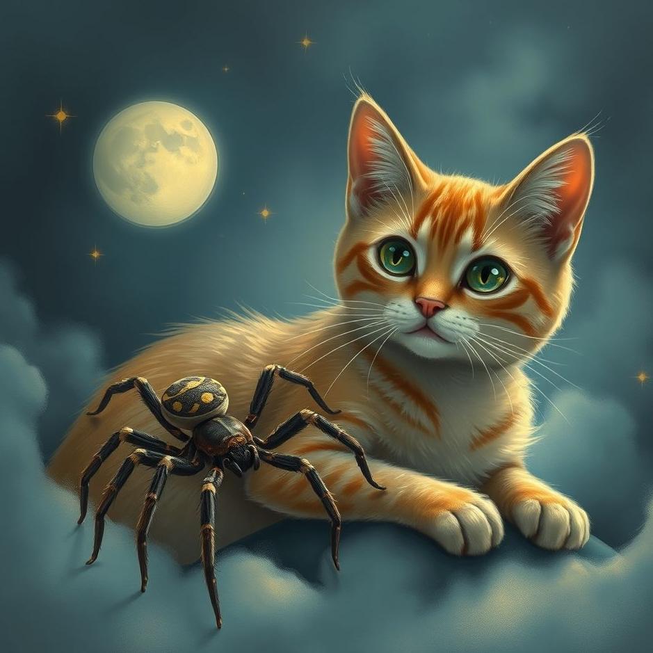 Dream : Cat and a spider in a dream