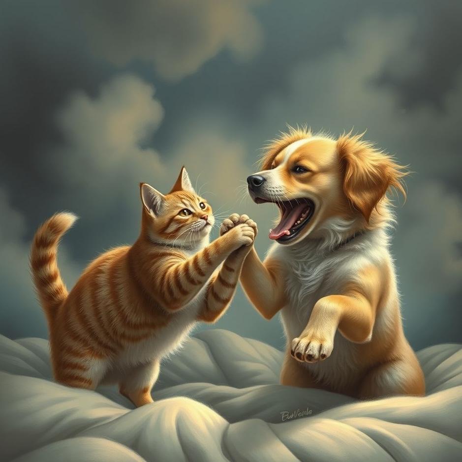 Dream : Cat and dog fight in a dream