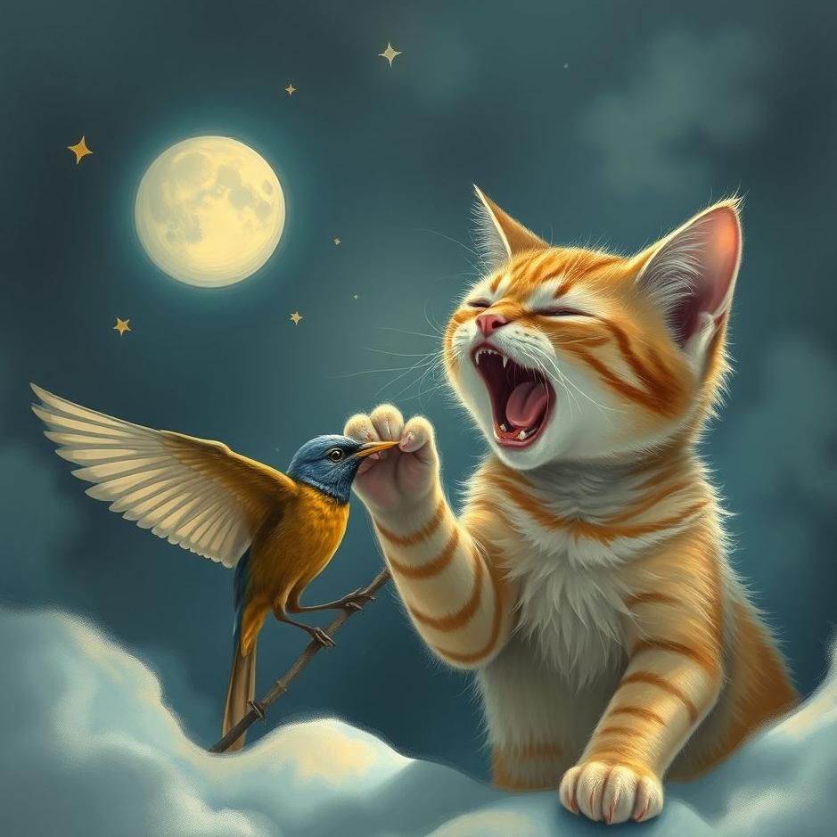 Dream : Cat attacking a bird in a dream