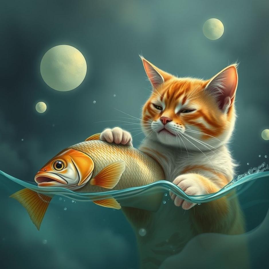 Dream : Cat catching a fish in a dream
