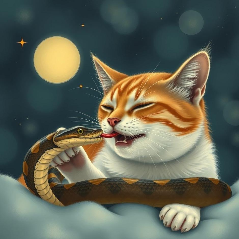 Dream : Cat eating a snake in a dream