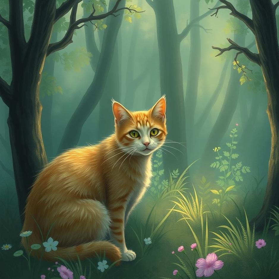 Dream : Cat in the forest in a dream