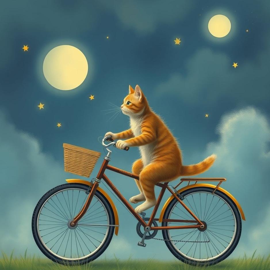 Dream : Cat riding a bicycle in a dream
