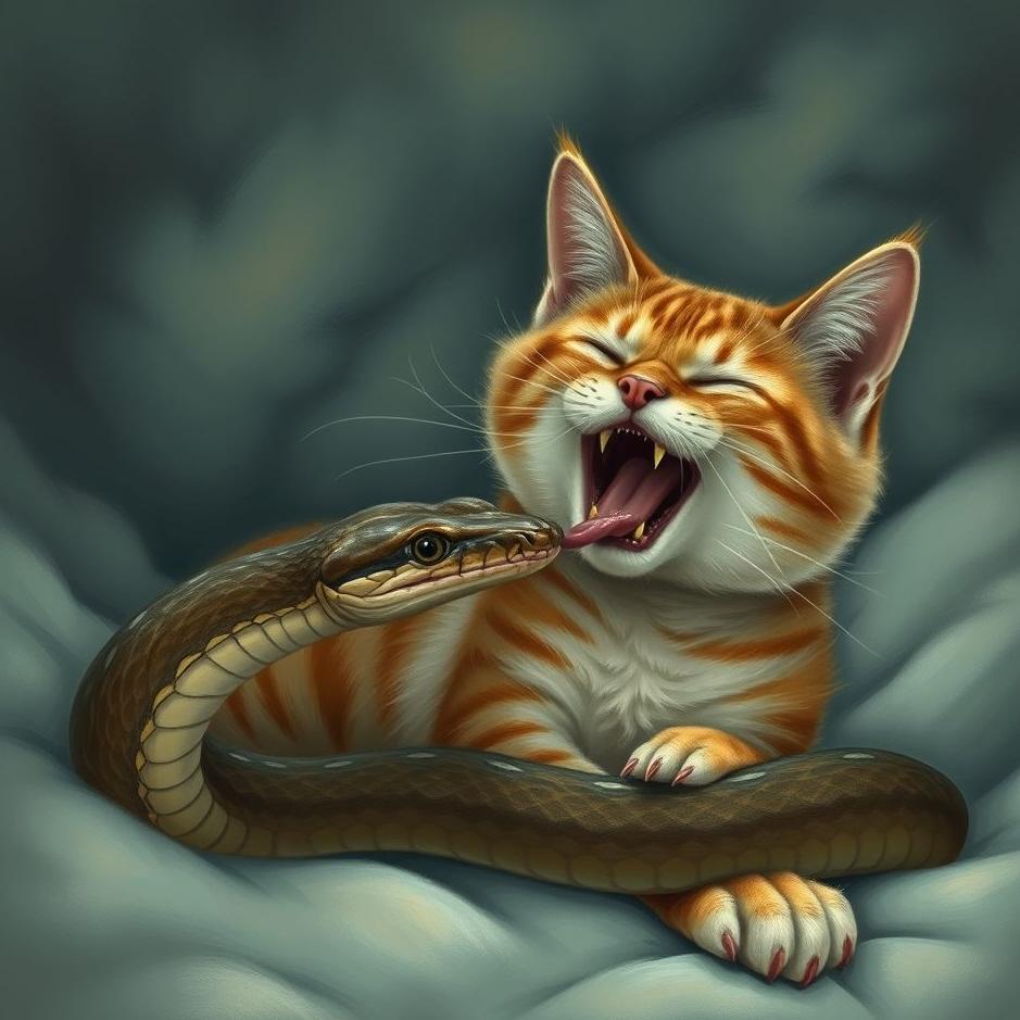 Dream : Cat strangling a snake in a dream
