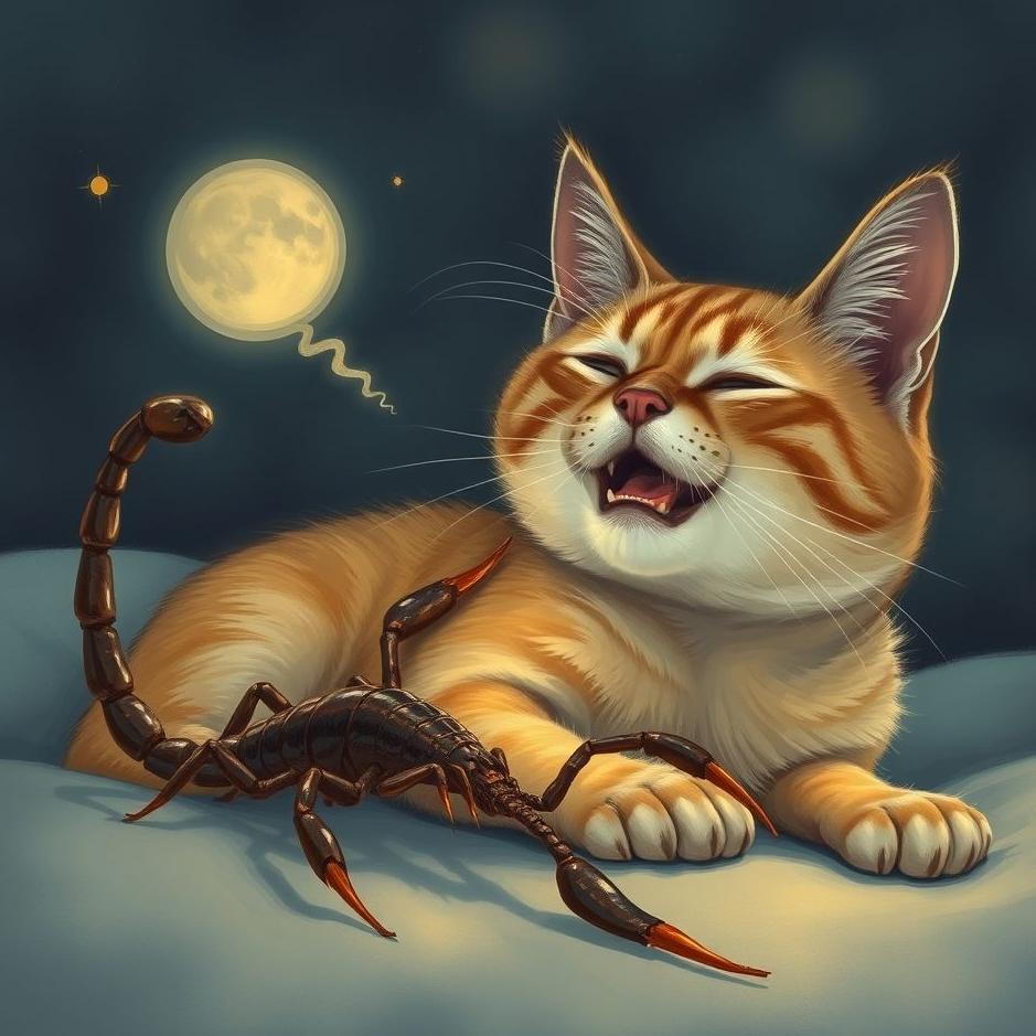 Dream : Cat stung by a scorpion in a dream