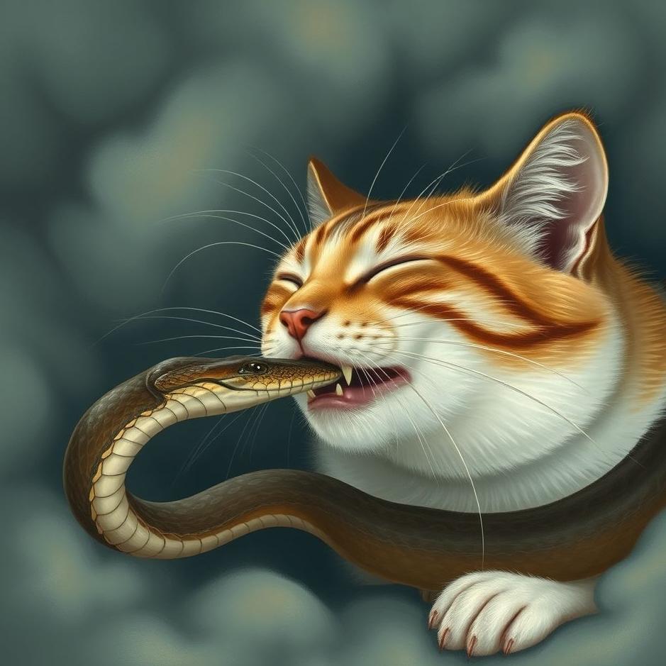Dream : Cat swallowing a snake in a dream