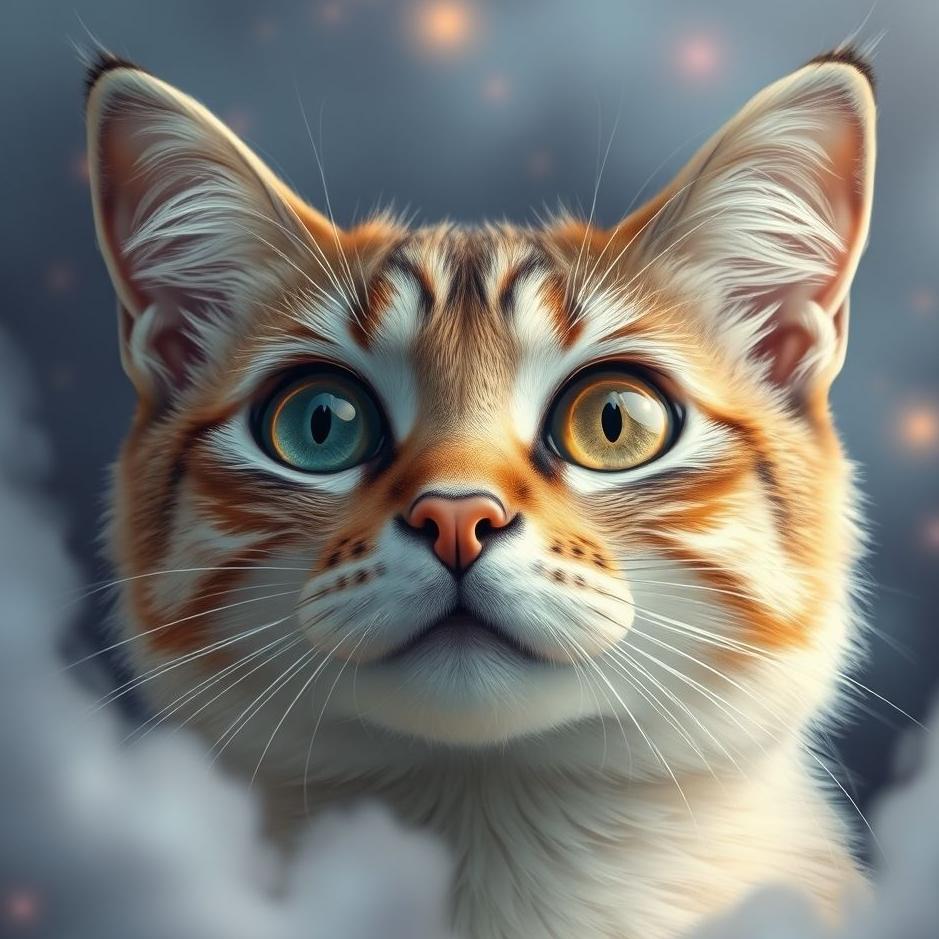 Dream : Cat with colored eyes in a dream