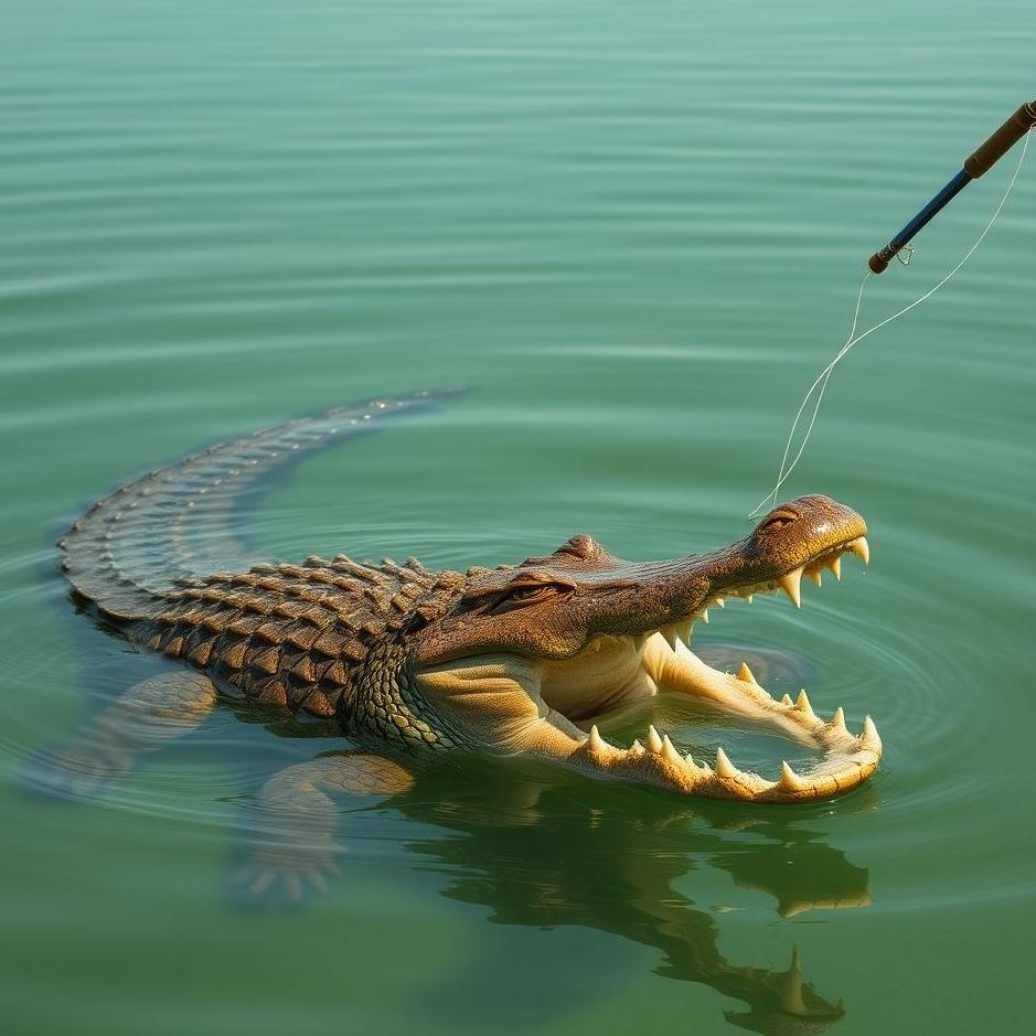 Dream : Catching a crocodile with a fishing rod in a dream