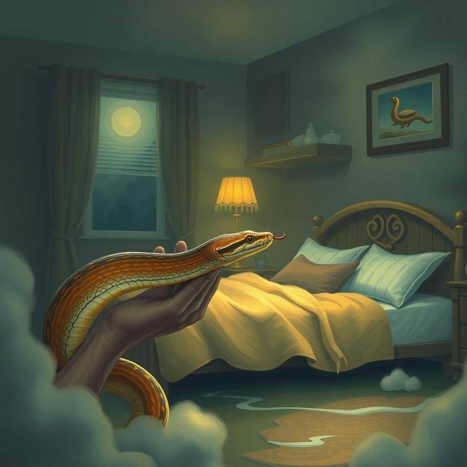 Dream : Catching a snake at home in a dream