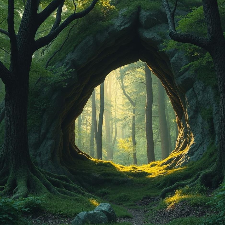 Dream : Cave in the forest in a dream