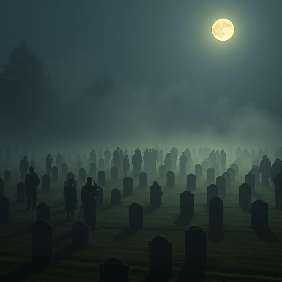 Dream : Cemetery and a crowd in a dream