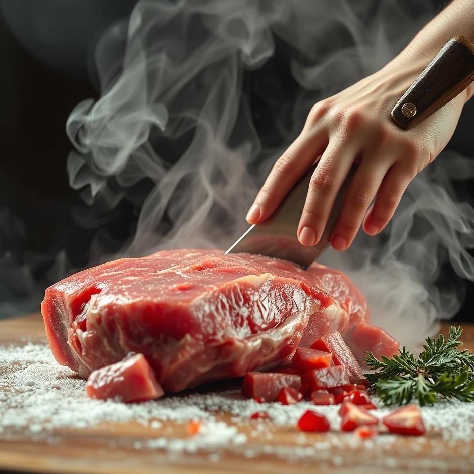 Dream : Chopping red raw meat in a dream