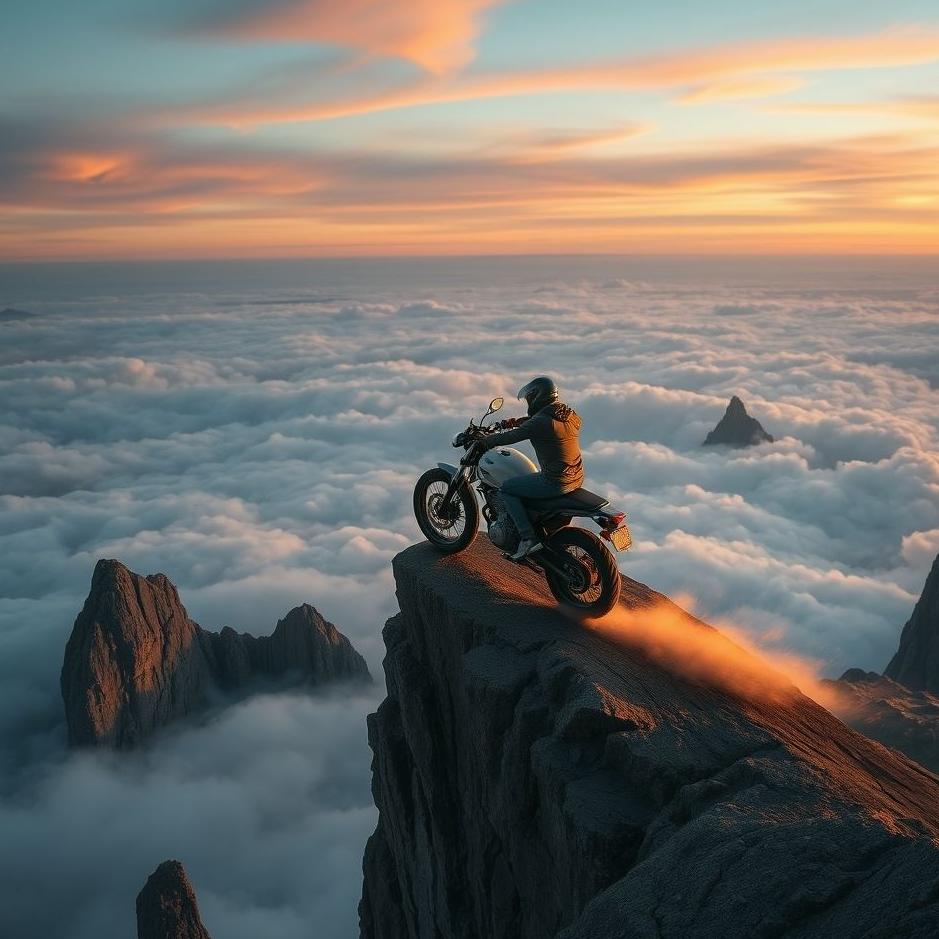 Dream : Climbing a high place on a motorcycle in a dream