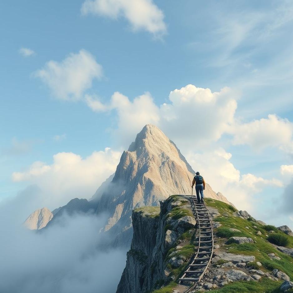 Dream : Climbing a mountain with a ladder in your dream