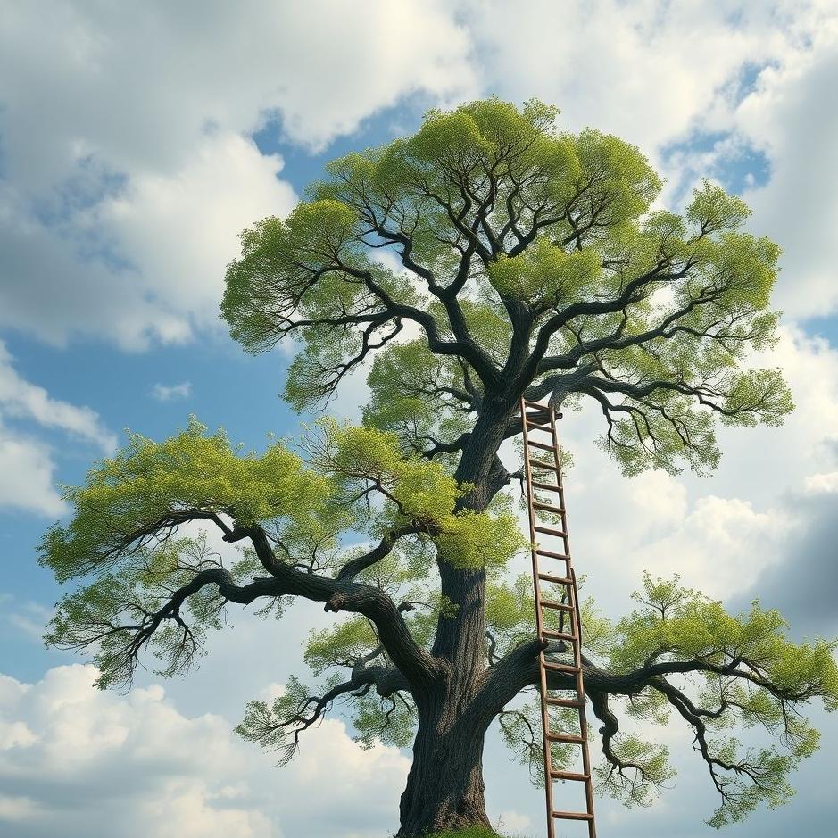 Dream : Climbing a tree with a ladder in a dream