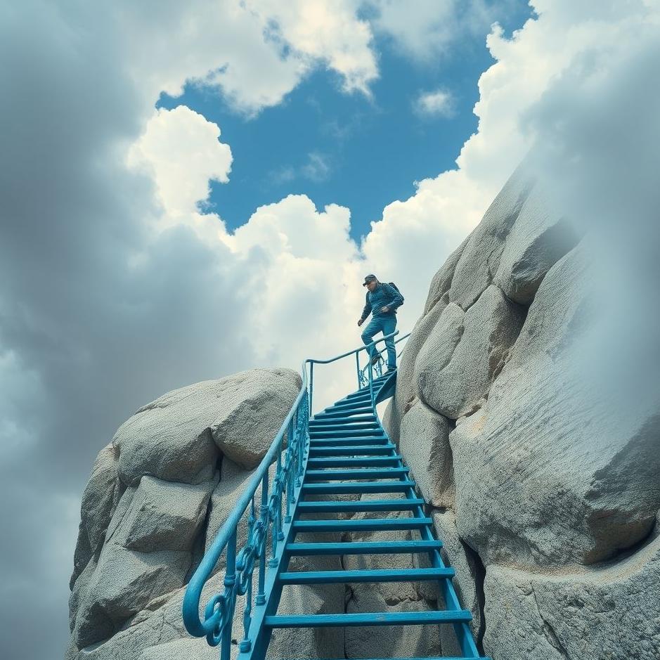 Dream : Climbing blue iron stairs in a dream
