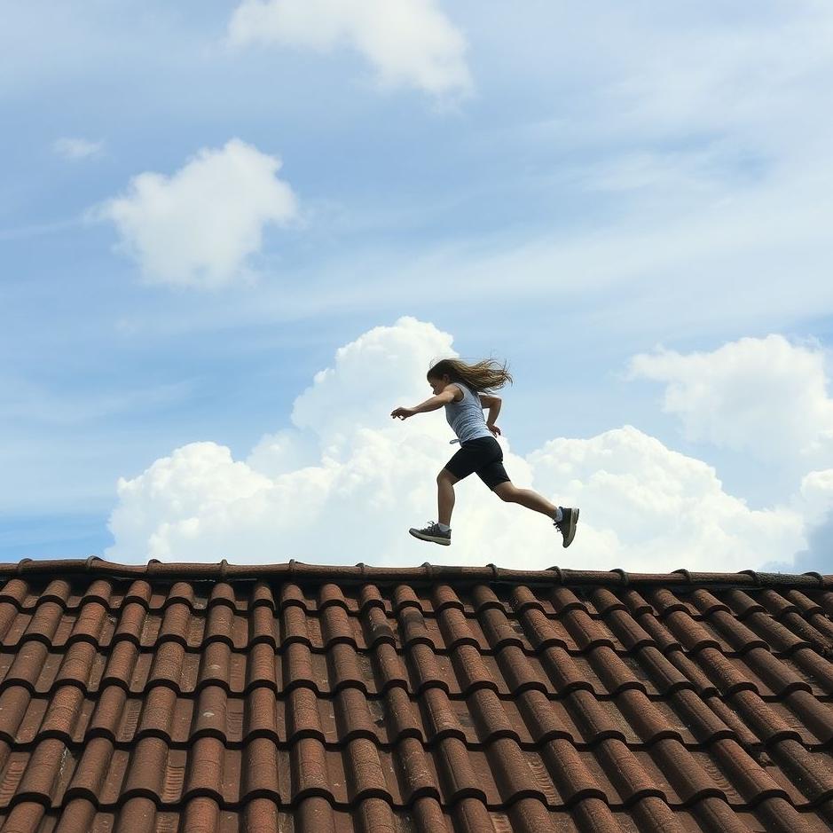 Dream : Climbing on a tile roof in a dream