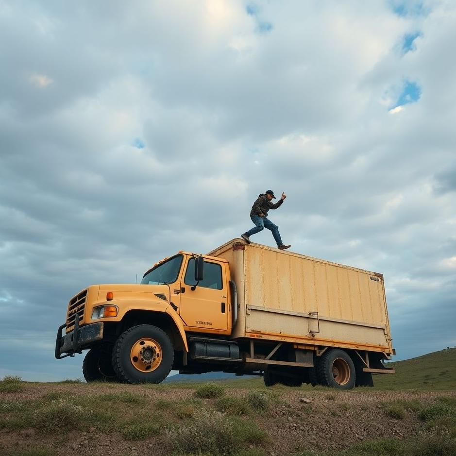 Dream : Climbing on top of a truck in a dream
