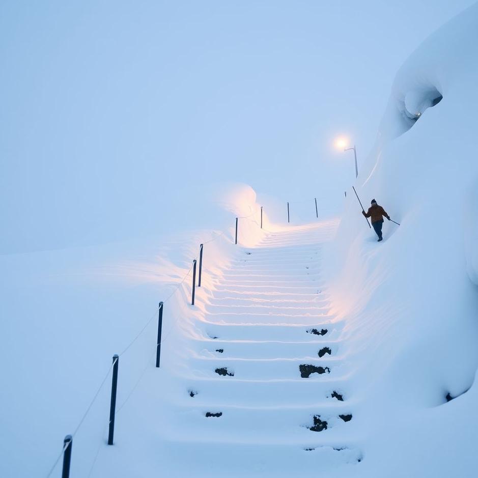 Dream : Climbing snowy stairs in a dream