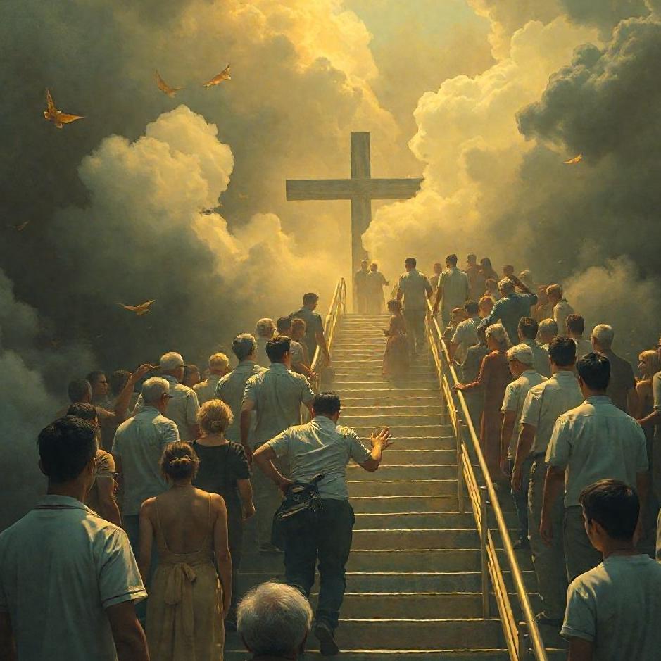 Dream : Climbing stairs in a crowd in a dream