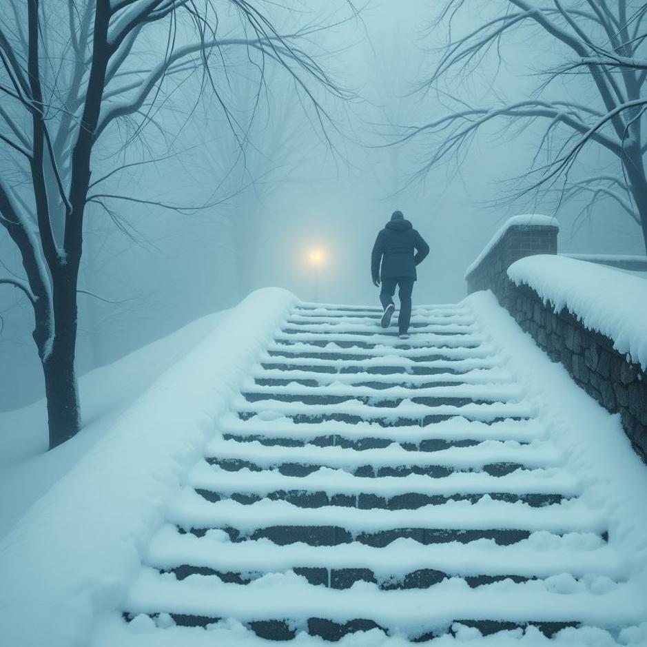 Dream : Climbing stairs in the snow in a dream