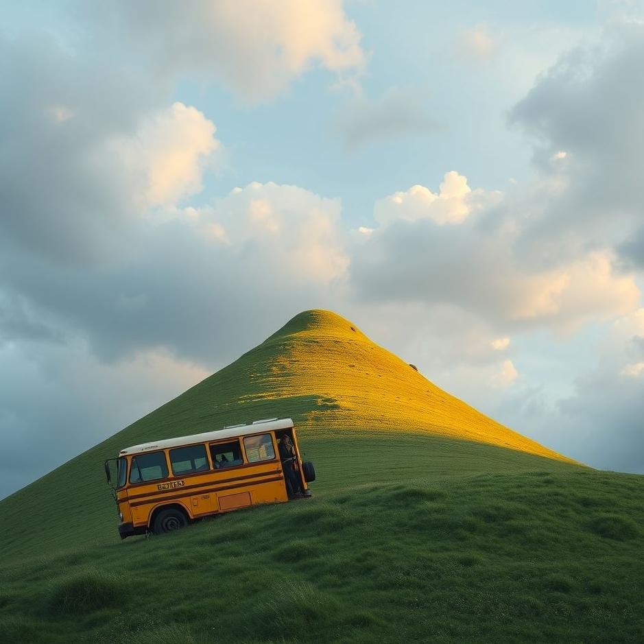 Dream : Climbing the hill in a bus in a dream