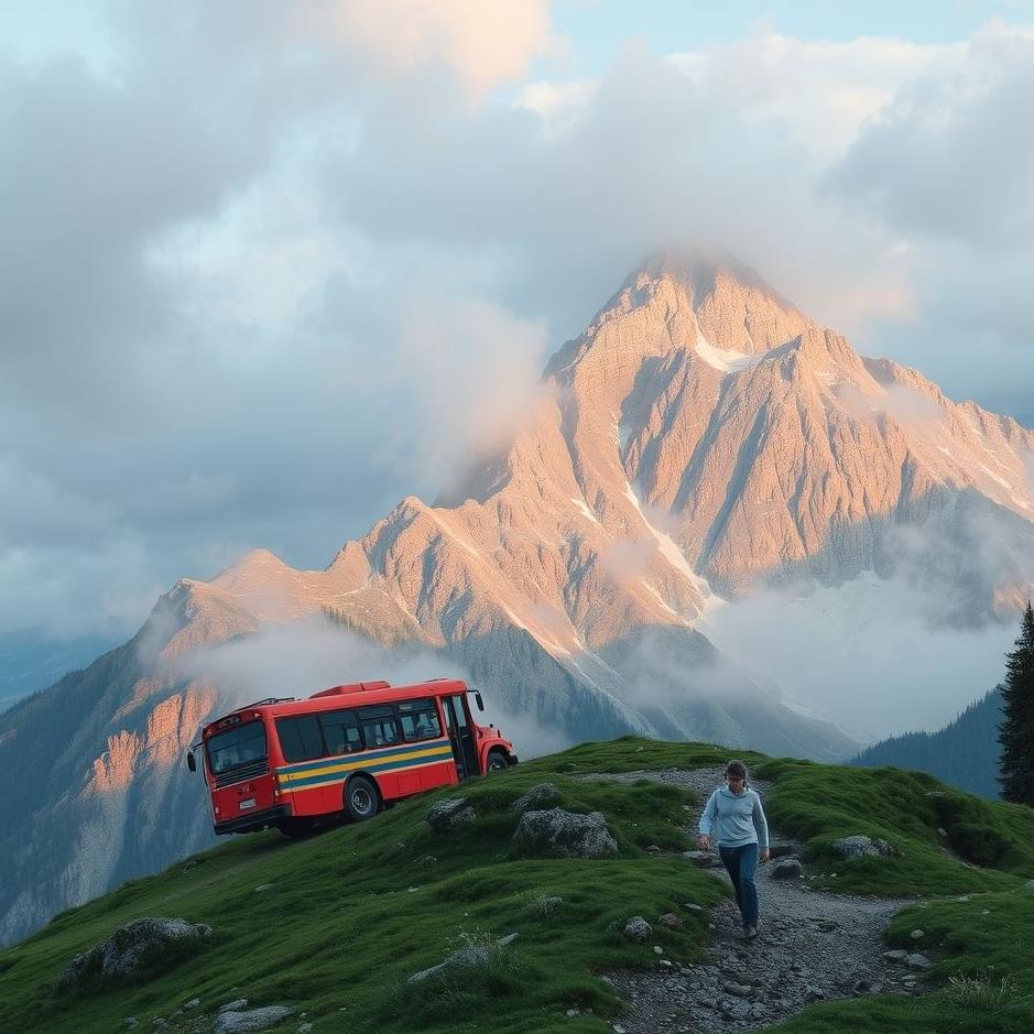 Dream : Climbing the mountain by bus in a dream