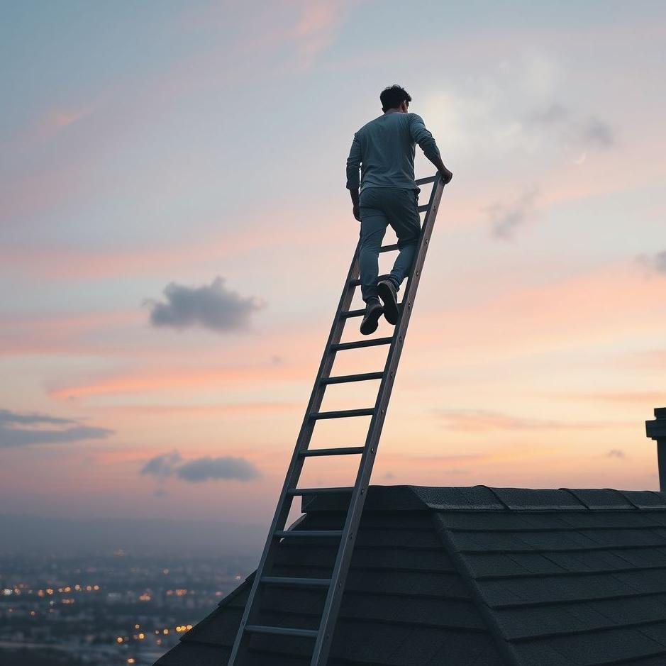 Dream : Climbing the roof with a ladder in a dream