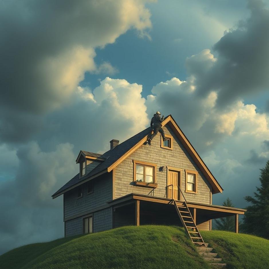 Dream : Climbing to the top of the house in a dream
