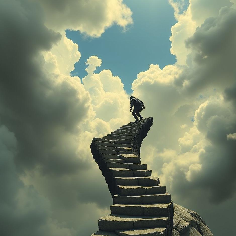 Dream : Climbing up a broken staircase in a dream