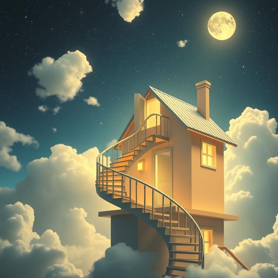 Dream : Climbing up a floor on top of a house in a dream