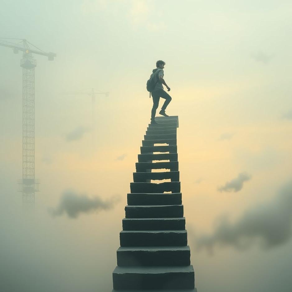 Dream : Climbing up construction stairs in a dream