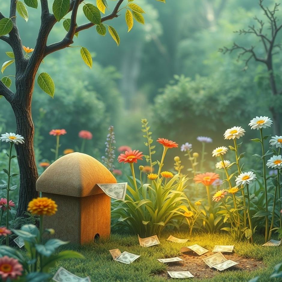 Dream : Collect paper money in the garden in the dream