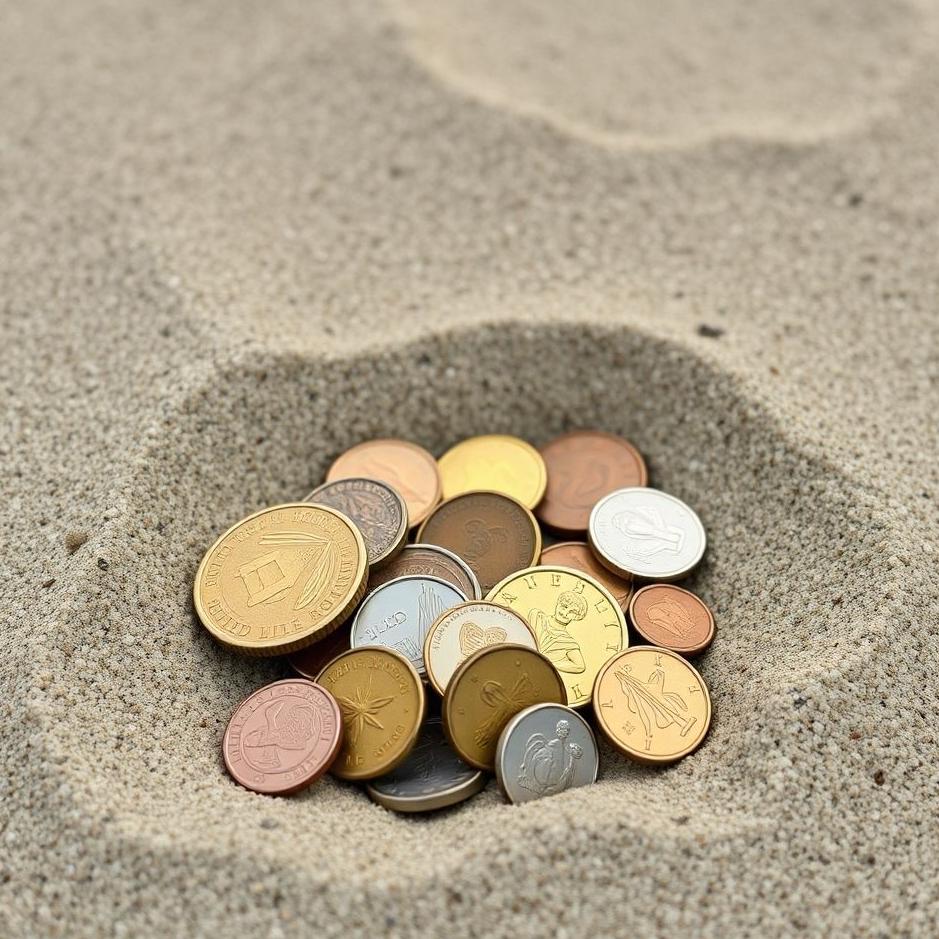 Dream : Collecting coins from sand