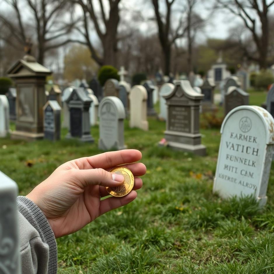 Dream : Collecting coins in a cemetery