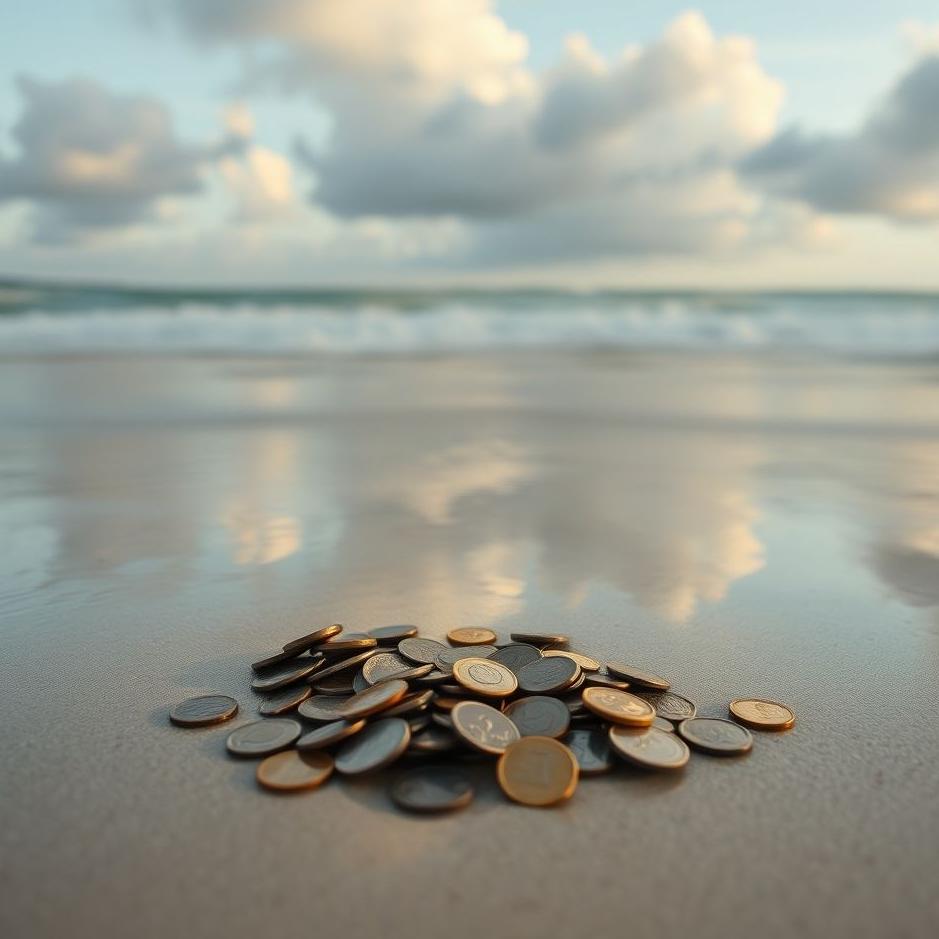 Dream : Collecting coins on the beach in a dream