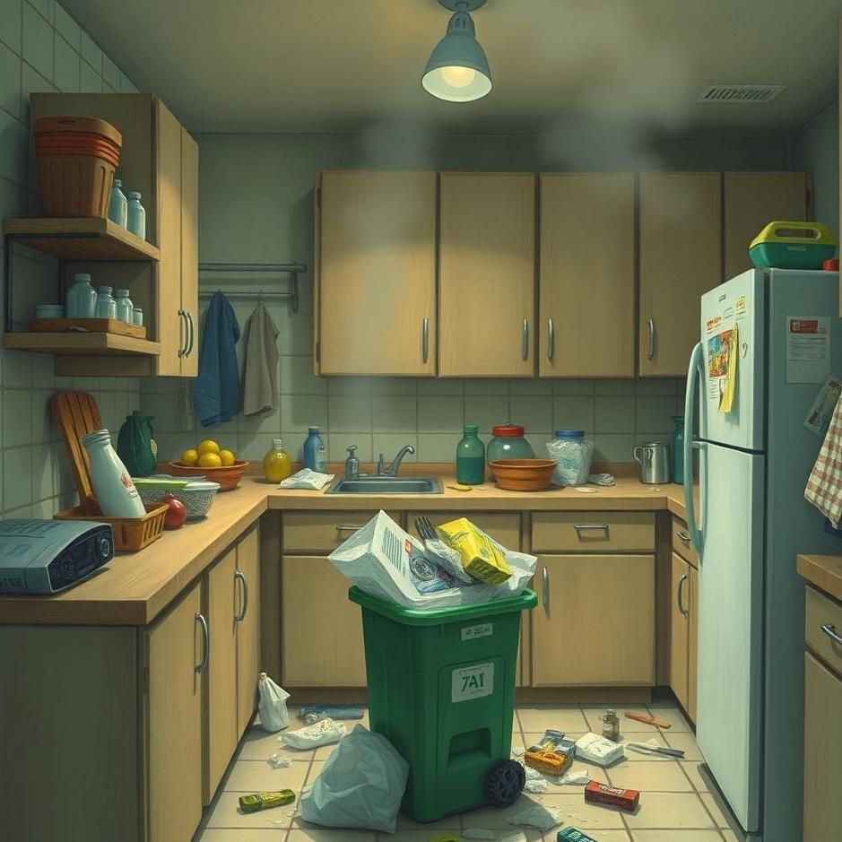 Dream : Collecting garbage in the kitchen in a dream