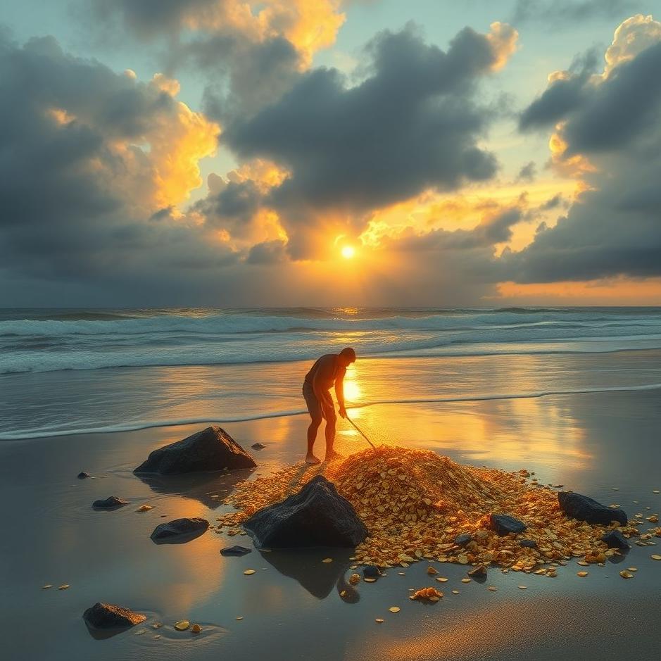 Dream : Collecting gold on the beach in a dream